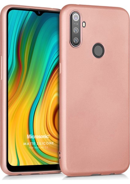 Matte Silicone Realme C3 Kılıf Rose Gold
