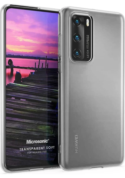 Huawei P40 Kılıf Transparent Soft Beyaz