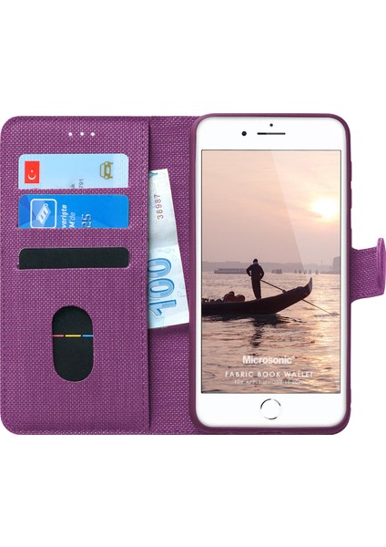 Apple iPhone Se 2020 Kılıf Fabric Book Wallet Mor