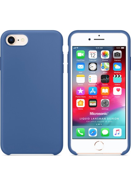 Apple iPhone Se 2020 Kılıf Liquid Lansman Silikon Çini Mavisi