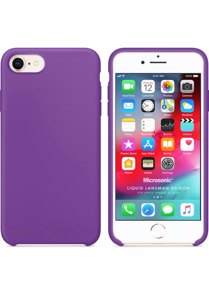 Apple iPhone Se 2020 Kılıf Liquid Lansman Silikon Menekşe Moru