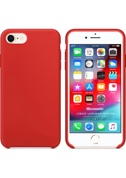 Apple iPhone Se 2020 Kılıf Liquid Lansman Silikon Kırmızı