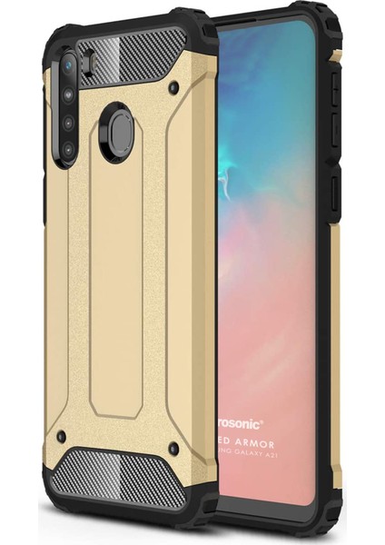 Samsung Galaxy A21 Kılıf Rugged Armor Gold