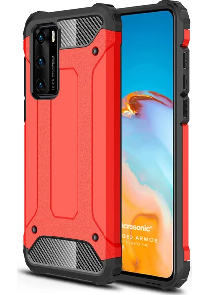 Huawei P40 Kılıf Rugged Armor Kırmızı