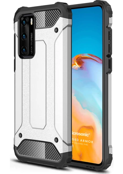 Huawei P40 Kılıf Rugged Armor Gümüş