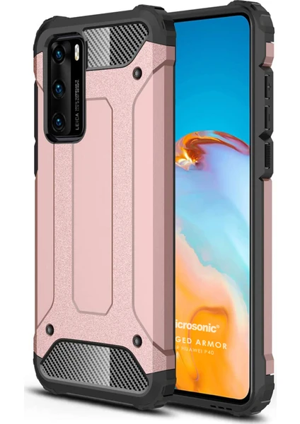 Huawei P40 Kılıf Rugged Armor Rose Gold