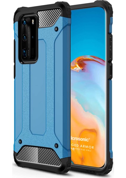 Huawei P40 Pro Kılıf Rugged Armor Mavi