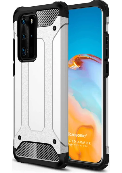 Huawei P40 Pro Kılıf Rugged Armor Gümüş