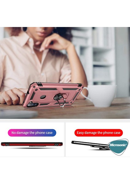 Samsung Galaxy A11 Kılıf Military Ring Holder Rose Gold