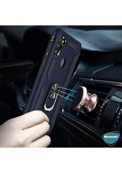 Samsung Galaxy A11 Kılıf Military Ring Holder Rose Gold