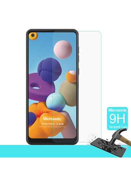 Samsung Galaxy A21 Temperli Cam Ekran Koruyucu