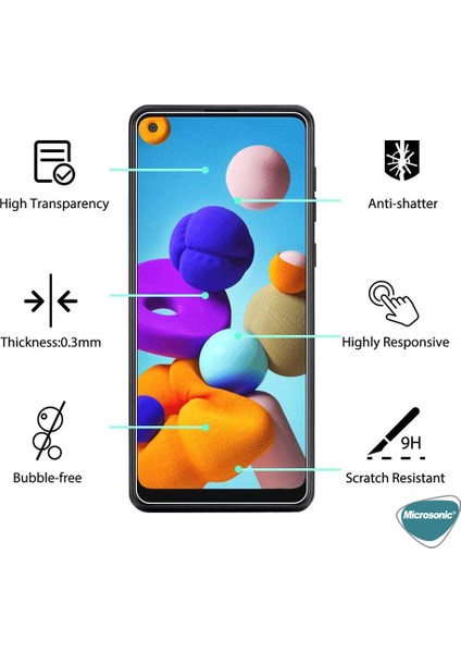 Samsung Galaxy A21 Temperli Cam Ekran Koruyucu