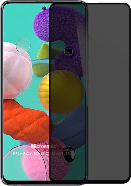 Samsung Galaxy A51 Privacy 5D Gizlilik Filtreli Cam Ekran Koruyucu Siyah