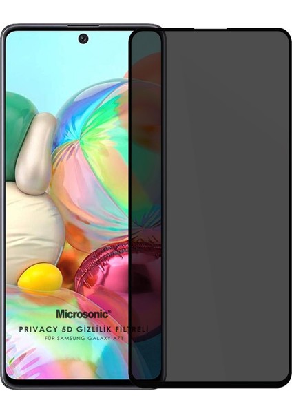 Samsung Galaxy A71 Privacy 5D Gizlilik Filtreli Cam Ekran Koruyucu Siyah