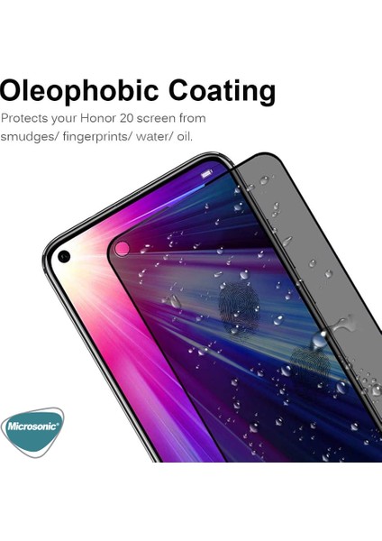 Huawei Honor 20 Privacy 5D Gizlilik Filtreli Cam Ekran Koruyucu Siyah