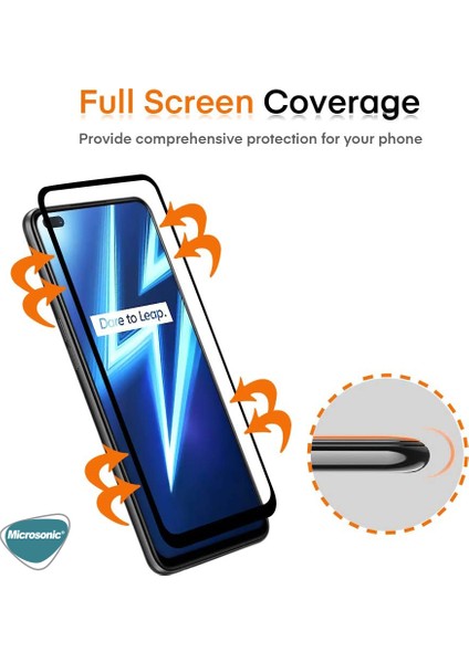 Realme 6 Pro Tam Kaplayan Temperli Cam Ekran Koruyucu Siyah