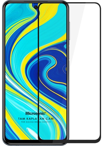 Xiaomi Redmi Note 9s Tam Kaplayan Temperli Cam Ekran Koruyucu Siyah