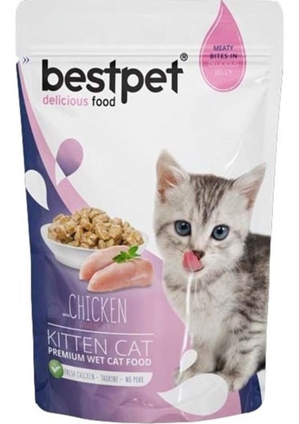 Kitten Jelly Tavuklu Yavru Kedi Pouch Mama 85 gr x 24 Adet