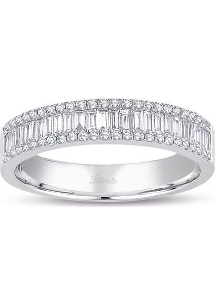 0.61 Ct. Baget Yarım Tur Pırlanta Yüzük