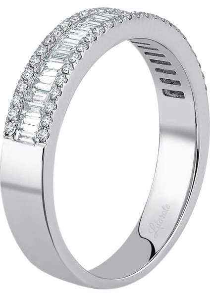 0.61 Ct. Baget Yarım Tur Pırlanta Yüzük fiyatları