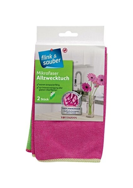 Flink & Sauber Mikrofiber Temizlik Bezi Genel Kullanım, 32 x 37 cm 2 Adet