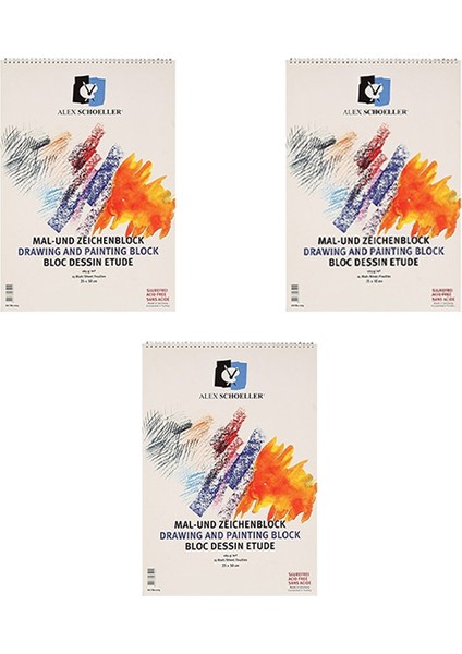 Spiralli Resim Defteri 15 Yaprak 165 gr 35 x 50 cm 3'lü