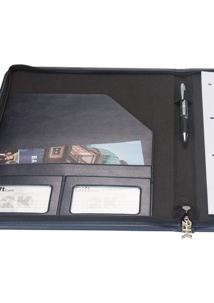 A4 Suni Deri Lüks Sekreter Blok Tablası Fermuarlı 100 Yaprak Lacivert fiyatları