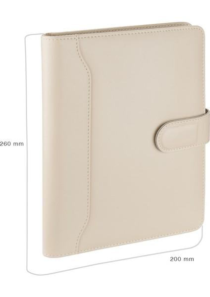 Diplomat Dilli Mıknatıs Kapak Organizer Çizgili Defterli 17 x 24 cm Bej