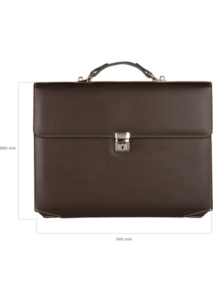 Diplomat Kulplu Fermuarlı Çanta Organizer Çizgili Defterli 20 x 28 cm Kahve