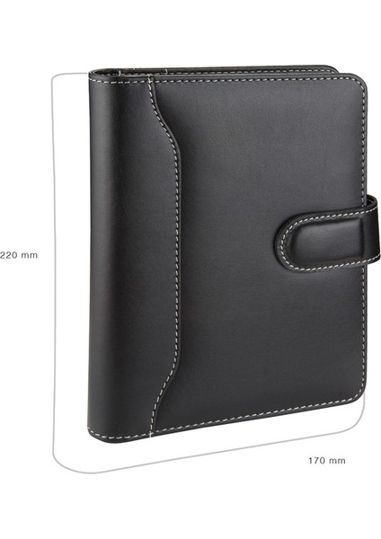 Diplomat Ortadan Dilli Organizer Kareli Defterli 14 x 20 cm Siyah