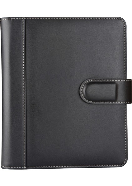 Diplomat Suni Deri 4 Halkalı Organizer Kareli Defterli 15 x 21 cm Siyah