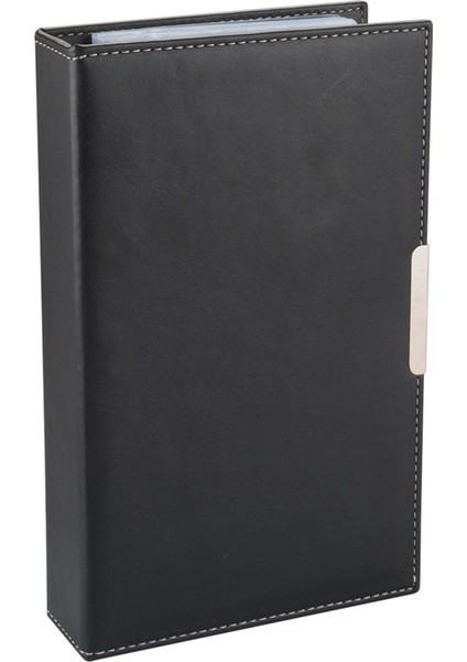 Suni Deri Mekanizmalı 4 Sıralı 192 Kart Kapasiteli Kartvizitlik 16 x 26,5 cm Siyah
