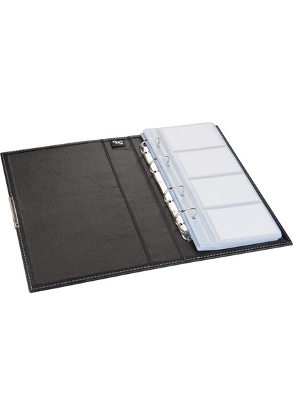 Suni Deri Mekanizmalı 4 Sıralı 192 Kart Kapasiteli Kartvizitlik 16 x 26,5 cm Siyah fiyatları