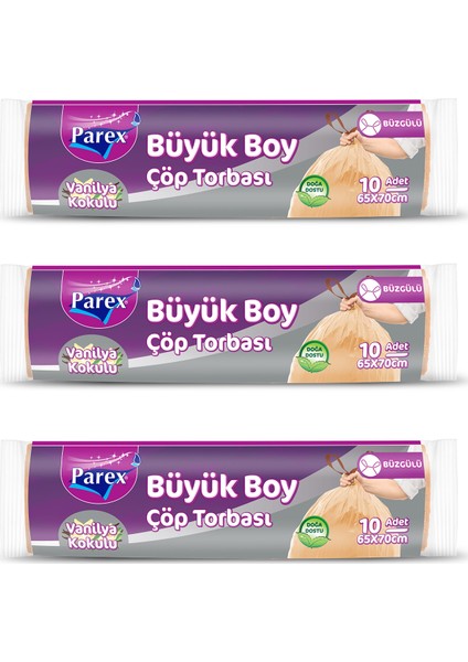 Büzgülü Vanilya Kokulu Çöp Torbası Büyük Boy 3'lü Paket