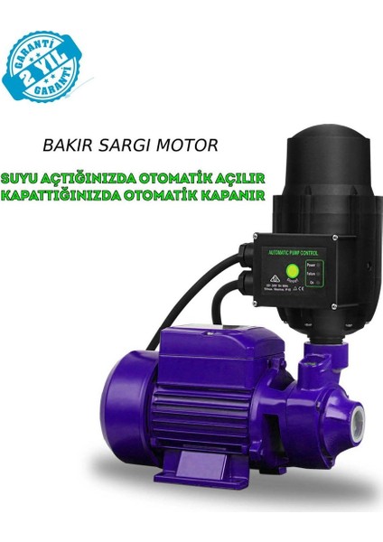 Hidrofor Otomatik Su Pompası Seti 0.55 Hp 1'' 33 M Dik Basar Bakır Sargı 2 Kat 2 Daire