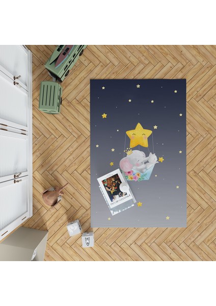 Yıldız Desenli Antialerjik Çocuk ve Bebek Odası Modern Halı MKTH-027