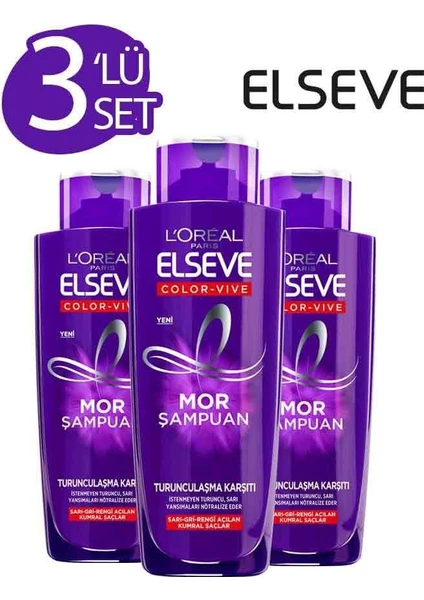 Loreal Elseve 3'lü Turunculaşma Karşıtı Mor Şampuan 200 ml Seti