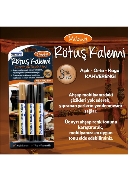 Mobilya Rötuş Kalemi 3'lü Set