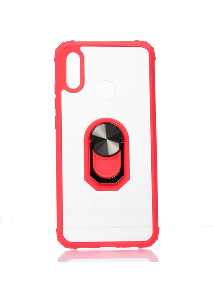 Huawei P Smart 2019 Kılıf Ultra Korumalı Yüzüklü Standlı Mola Kapak Kırmızı