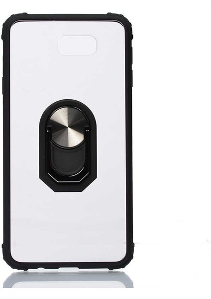 Samsung Galaxy J7 Prime Kılıf Ultra Korumalı Yüzüklü Standlı Mola Kapak + Nano Ekran Koruyucu Siyah