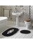 Selonya Welsoft Oval Kaymaz Taban Yıkanabilir 2'li Banyo Paspas Seti Klozet Takımı Siyah 1