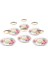 Bone Chına Porselen 5" Çay Tabağı ve Çay Bardağı Set 6'lı- 12 Parça 1