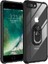 Apple iPhone 7-8 Plus Kılıf Ultra Korumalı Yüzüklü Standlı Mola Kapak + Tam Kaplayan 6D Beyaz Nano Ekran Koruyucu Siyah 1