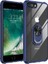 Apple iPhone 7-8 Plus Kılıf Ultra Korumalı Yüzüklü Standlı Mola Kapak + Tam Kaplayan 6D Beyaz Nano Ekran Koruyucu Lacivert 1