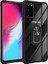 Samsung Galaxy S20 Kılıf Ultra Korumalı Yüzüklü Standlı Mola Kapak + Tam Kaplayan 3D Cam Ekran Koruyucu Siyah 1