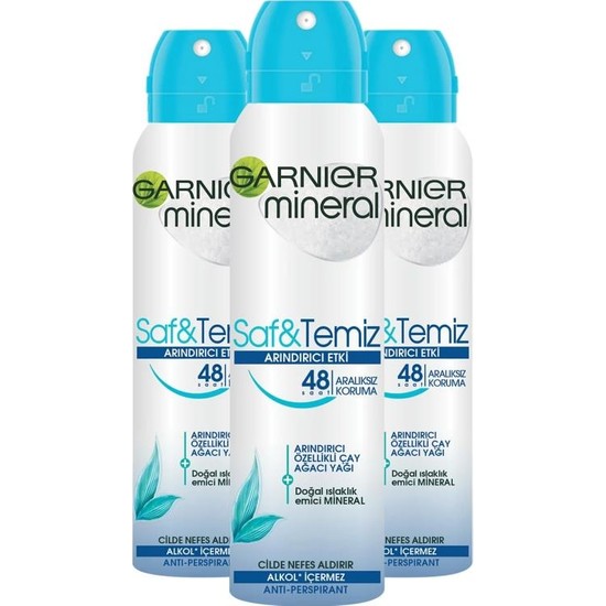 Garnier Mineral Saf&temiz Sprey Deodorant 150 ml 3'lü Set Fiyatı