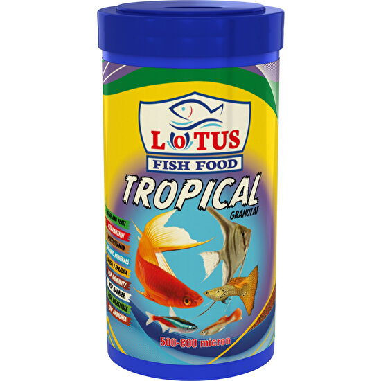 Lotus Tropical Granulat Mix 250 ml Karışık Lepistes Moli Tetra Kılıç Balık Yemi 100 gr