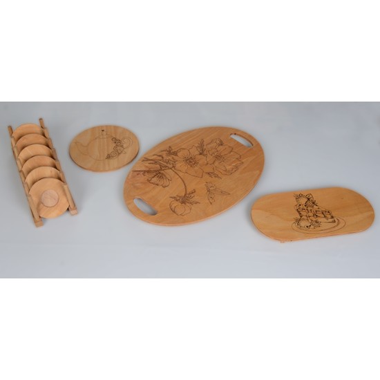Art Ahşap Ahşap 6 Kişilik 5 Parça Çay ve Pasta Sunum Seti Fiyatı