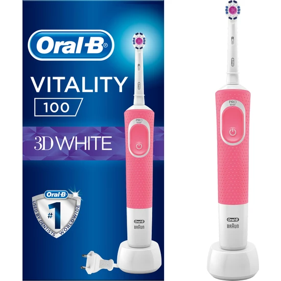 Oral-B D100 Vitality 3D White Şarjlı Diş Fırçası - Pembe
