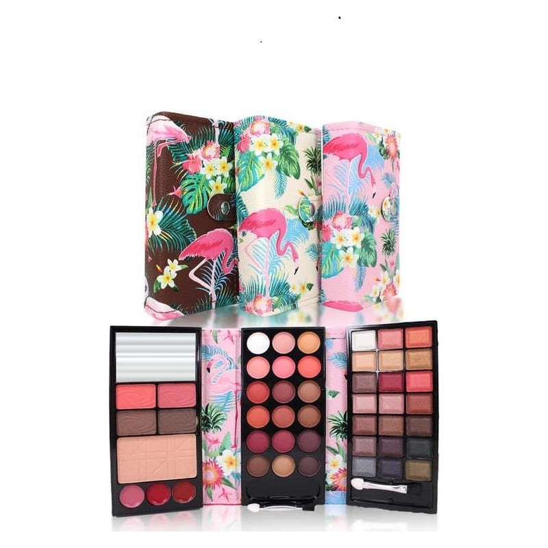 Makeuptime 3 Katlı Cüzdan Makyaj Seti - Yüksek Kalıcılık Far Paleti Allık Pudra Ruj 12 cm